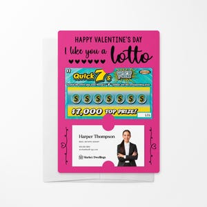 SET of I Like You A LOTTO Happy Valentine's Mailer w/ Envelope | Lotto Ticket Pop By | Client Pop By | Lotto Scratch Off Mailer| V1-M002