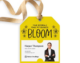 Your Referrals Make My Business Bloom Gift Tag | Seed Packet Pop By Tags | Gift Tags | Real Estate | Spring Pop By | 56-GT001