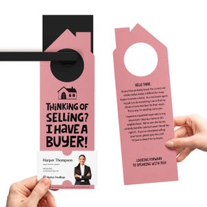 Vous songez à vendre ? J'ai un acheteur pour affiches de porte | Agents immobiliers | Toile au porte-à-porte | Accroche-portes pour immobilier | 60-DH002