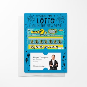LOT d'emballages avec enveloppes pour le Nouvel An à LOTTO | Ticket de loto à découvrir | Visite du client | Papier à gratter | M18-M002