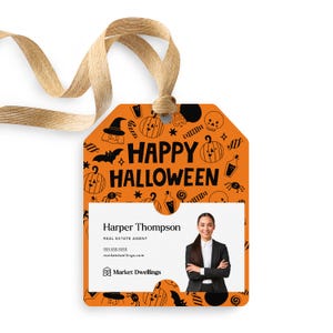 Happy Halloween Pop By Gift Tags | Halloween Insurance Mortgage Real Estate Client Gift Tags | 136-GT001