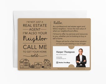 Set of I&#39;m not just a Real Estate Agent, I&#39;m also your Neighbor Mailer | Real Estate Agent Marketing | Promote Business | Mailable | M2-M003