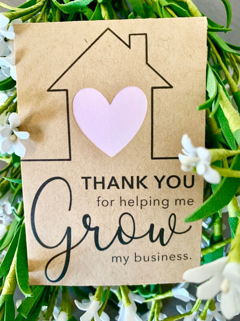 Flower Seed Favors Thank You Gift Promotional Business Cards Flower Seed Packets Pop By Gifts for Real Estate Agents