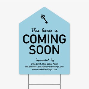 Customizable | Coming Soon Yard Sign with stake | Real Estate Agent Photo Prop | Listing Marketing Signage | DSY-03-AB