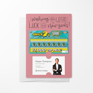 LOT d'emballages avec enveloppes pour le Nouvel An à LOTTO | Billet de loterie Pop By | Visite du client | Papier à gratter| M16-M002