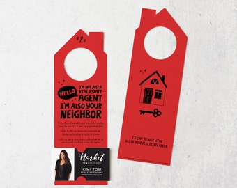 Hello, I'm not just a Real Estate Agent Door Hangers | Real Estate Agents | Insert Your Business Card | Door Hanger | 68-DH002