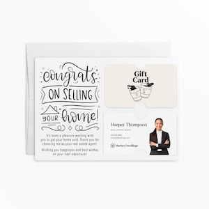 Lot de félicitations pour la vente de votre carte-cadeau et porte-cartes de visite pour la maison | Mailer avec enveloppe | de voeux pour agent immobilier | M39-M008