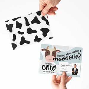 Lot de création d'un publipostage avec enveloppe Moooove | Sac d'expédition double face pour vache | Marketing immobilier créatif MOO Mailer | M12-M003