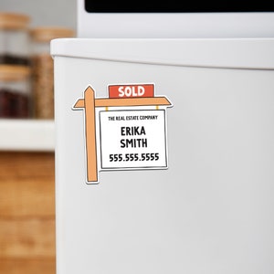 Customizable | Real Estate Sold Sign Refrigerator Magnets | Real Estate Pop By Marketing | Creative Custom Marketing Magnets | DSM-17-AB