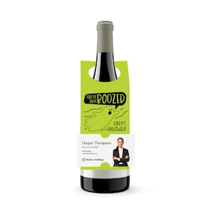 Étiquette volante pour bouteille d'Halloween You've Beed Boozed | Bavoir pour biberon | Insérez votre carte de visite | Étiquette de vin par bouteille | 9-BT001