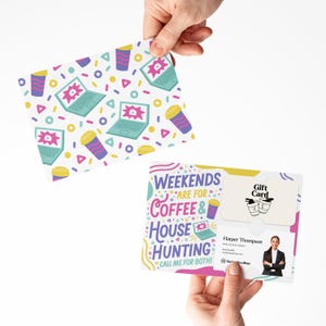 Ensemble de week-ends pour le café et la recherche d'une maison | Enveloppes incluses | Marketing client immobilier Afficher la carte | M100-M008