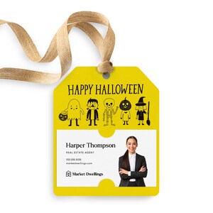 Happy Halloween Pop By Gift Tags | Halloween Insurance Mortgage Real Estate Client Gift Tags | 137-GT001