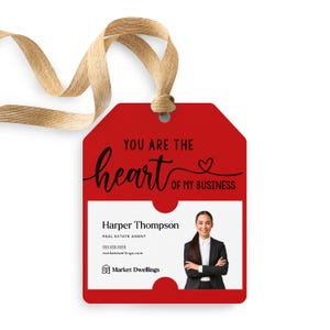 You are the Heart of My Business Gift Tag | Valentine's Pop By | Real Estate, Insurance, Mortgage Gift Tag | Insert business card | 17-GT001