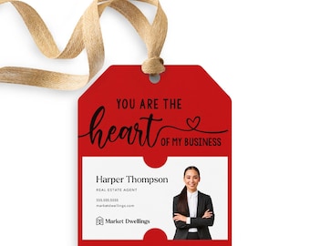 You are the Heart of My Business Gift Tag | Valentine's Pop By | Real Estate, Insurance, Mortgage Gift Tag | Insert business card | 17-GT001