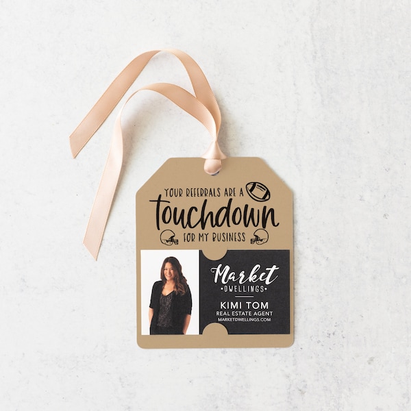 Your Referrals are a Touchdown For My Business Football Gift Tags | Insert Your Business Card | Client Gift Tag | Fall Pop By | 78-GT001