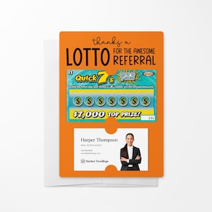 Lot de remerciements au loto pour l'impressionnant message de parrainage avec enveloppe | Billet de loto pour agent immobilier | Immobilier | M6-M002