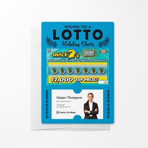 LOT d'articles d'emballage des Fêtes de LOTTO avec enveloppe | Ticket de loto à découvrir | Visite du client | Papier à gratter Lotto | M13-M002
