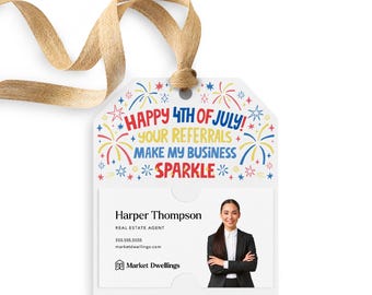 Happy 4th of July Pop By Tags | Summer Pop By Tag | Fourth of July | Client Gift Tag | July Real Estate Marketing | 114-GT001
