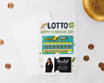 SET of Wishing You a Lotto Luck Mailers w/ Envelopes | St. Patrick's Day | Client Pop By | Colorful Lotto Scratch Off Mailer | M20-M002