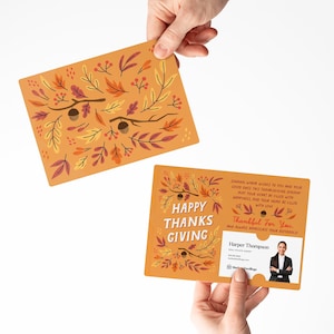 Set of Happy Thanksgiving Mailers | Envelopes Included | Thanksgiving Insurance Mortgage Real Estate Fall Pop By | M105-M003