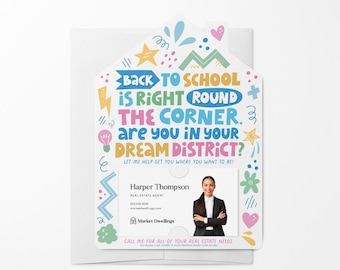 Back to School Real Estate Mailers with Envelopes | Coloring Page | Real Estate Pop By | M55-M001