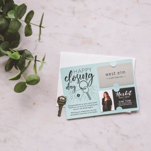 SET of Happy Closing Day Gift Card and Business Card Holder | Mailer with Envelope | Real Estate Agent Greeting Card Marketing | M1-M008