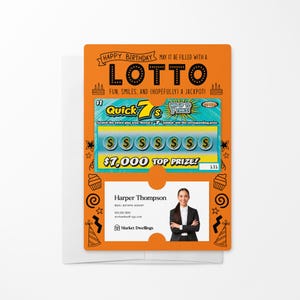 Lot d'emballages pour joyeux anniversaire avec enveloppe | Lotto Pop By | Carte à gratter | Assurance immobilière pour prêt hypothécaire | M4-M002