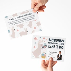 Ensemble d'emballages double face « No Bunny Knows Real Estate Like I Do » | Enveloppes incluses | Pop immobilière à Pâques | Cliente | S5-M003