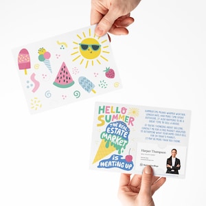 Ensemble d'emballages publicitaires Hello Summer avec enveloppes | Immobilier estival à visiter | Marketing client | M93-M003