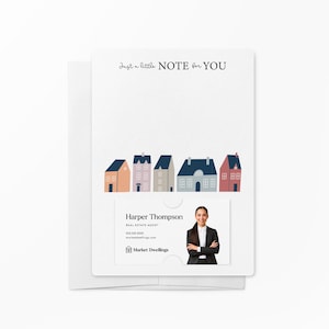 Lot de cartes pour notes avec enveloppes Juste un petit mot pour vous | Marketing des agents immobiliers | Insérer une carte de visite | M37-M007
