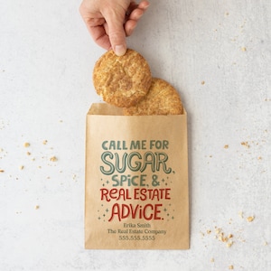 Customizable | Sugar, Spice, & Real Estate Advice Bakery Bags | Real Estate Pop By | Custom Treat Marketing Bags | 17-BB