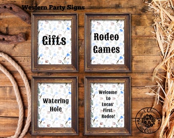 Western Birthday Party Signs- My First Rodeo- Cowboy Cowgirl Party- Rodeo Party- Boy Birthday Decorations- Girl Birthday Decorations