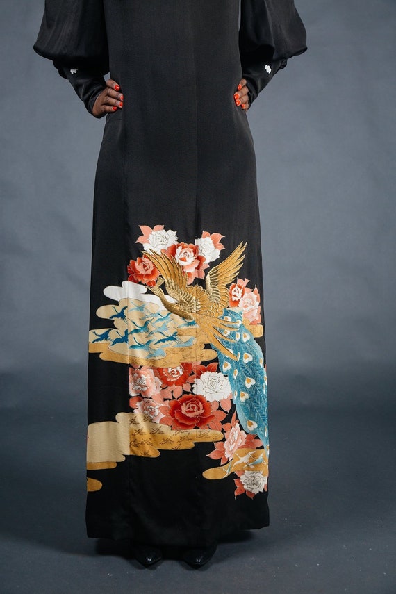 1960s Vintage 1000 Paper Cranes Maxi Dress