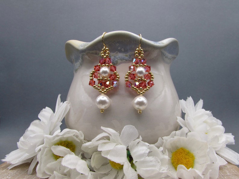 Peach Blossom Crystal Earrings Without Pierced Ears
