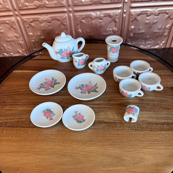 Miniature Tea Set, Replacement Pieces, Vintage, Flowered, Pink, Blue, Green