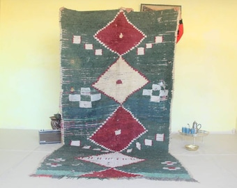 OLIVIA Moroccan Boucherouite Rug, Moroccan Rug, Handmade Rag Rug, vintage Rug, Teppich, Berber Rug, Checker Boucherouite Rug, Tapis Berbere