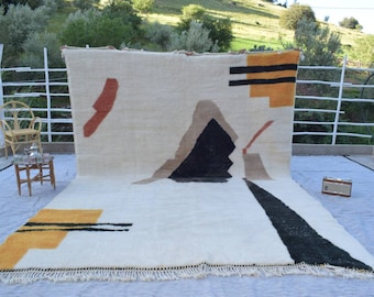 Moroccan Beni Ourain Genuine Rug Berber Rug Beni Mrirt Contemporary rug Alfombras Berberes Soft Beni Ourain Carpet Atlas