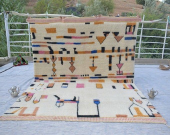Moroccan Rug Beni Ourain Genuine Rug Berber Rug Beni Mrirt Contemporary rug Alfombras Berberes Boho Style Bohemian rug Carpet