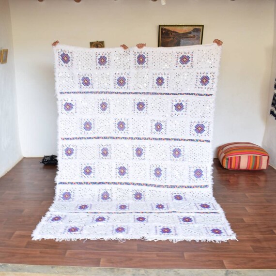 White Handira 6x9 Berber Bridal Wedding Blanket Handmade Etsy