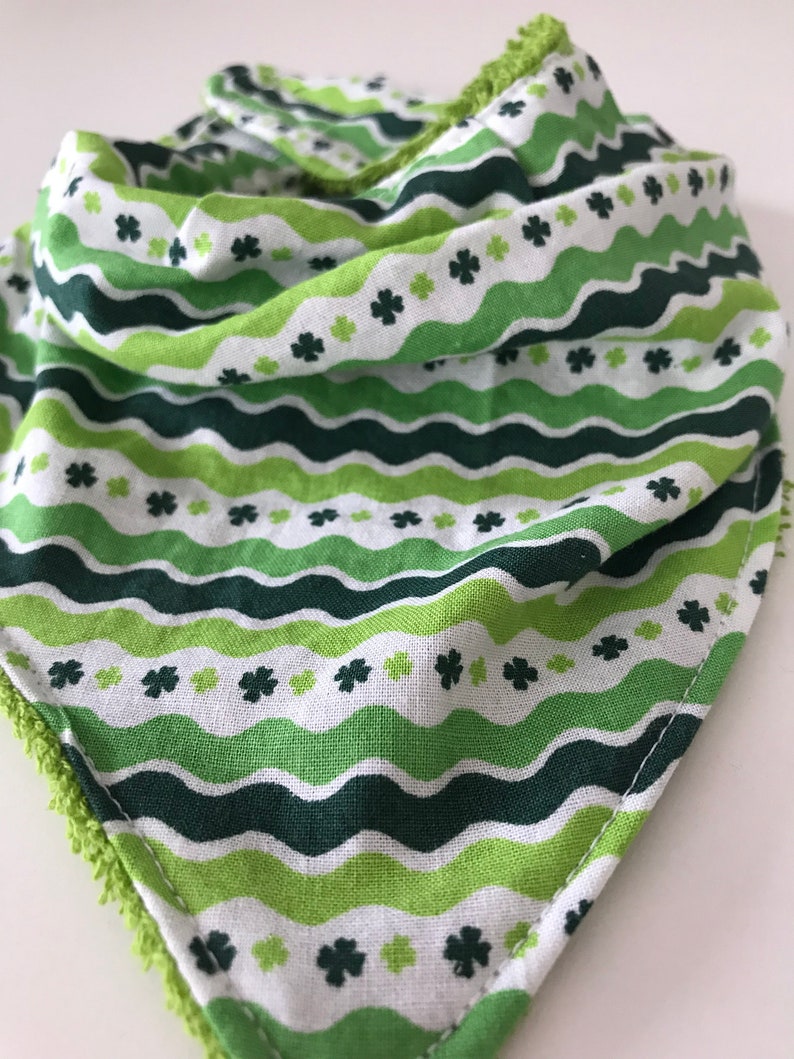 st st pattys drool bib four leaf clover bandana bib green bandana bib patricks day bib clover drool bib green drool bib Irish bib
