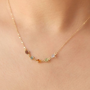 Tiny birthstone necklace - Mother's Day Gift for mom, Family tree necklace, Personalized Grandmother necklace, mothers necklace family