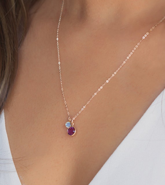 mother daughter birthstone necklace