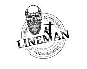 Union Lineman Sticker, Blue Collar Hard Hat Decal