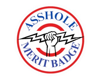 Lineman Sticker, Asshole Merit Badge, Blue Collar Union Pride Decal