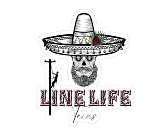 Texas Lineman Sticker, Sugar Skull Sombrero, Union Pride Hard Hat Decal