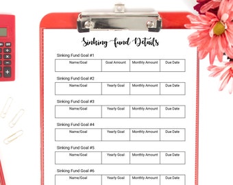 Sinking Funds Tracker Printable - Sinking Funds Worksheet - Savings Tracker - Savings Planner - PDF, Instant Download, US Letter Größe