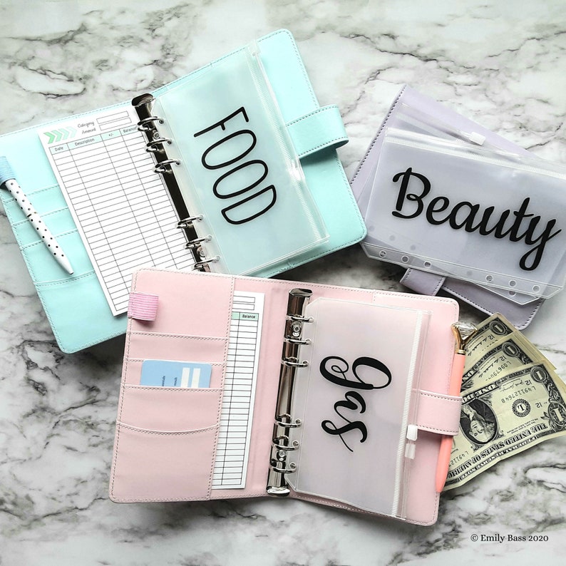 Cash Envelope System Binder - A6 Budget Binder - Zipper Cash Envelopes - Budget Wallet - Money Envelope Wallet - Laminated Cash Envelopes 