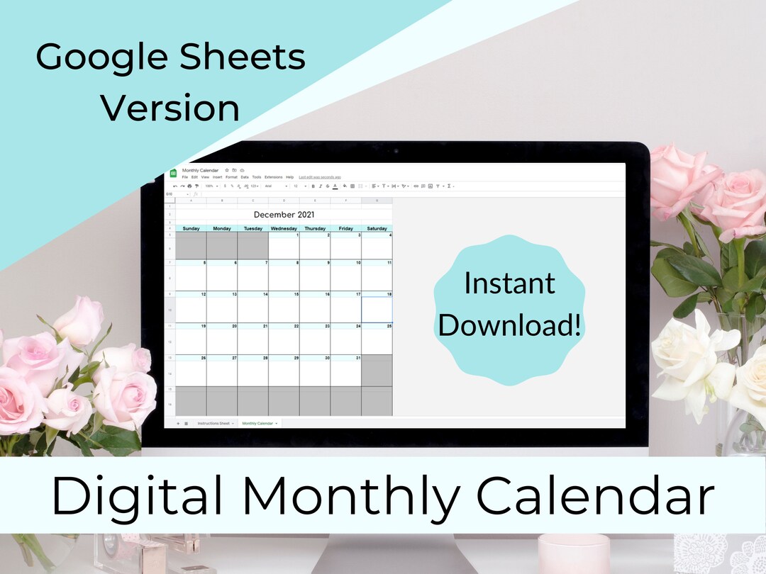 Google sheets calendar digital calendar template google sheets template