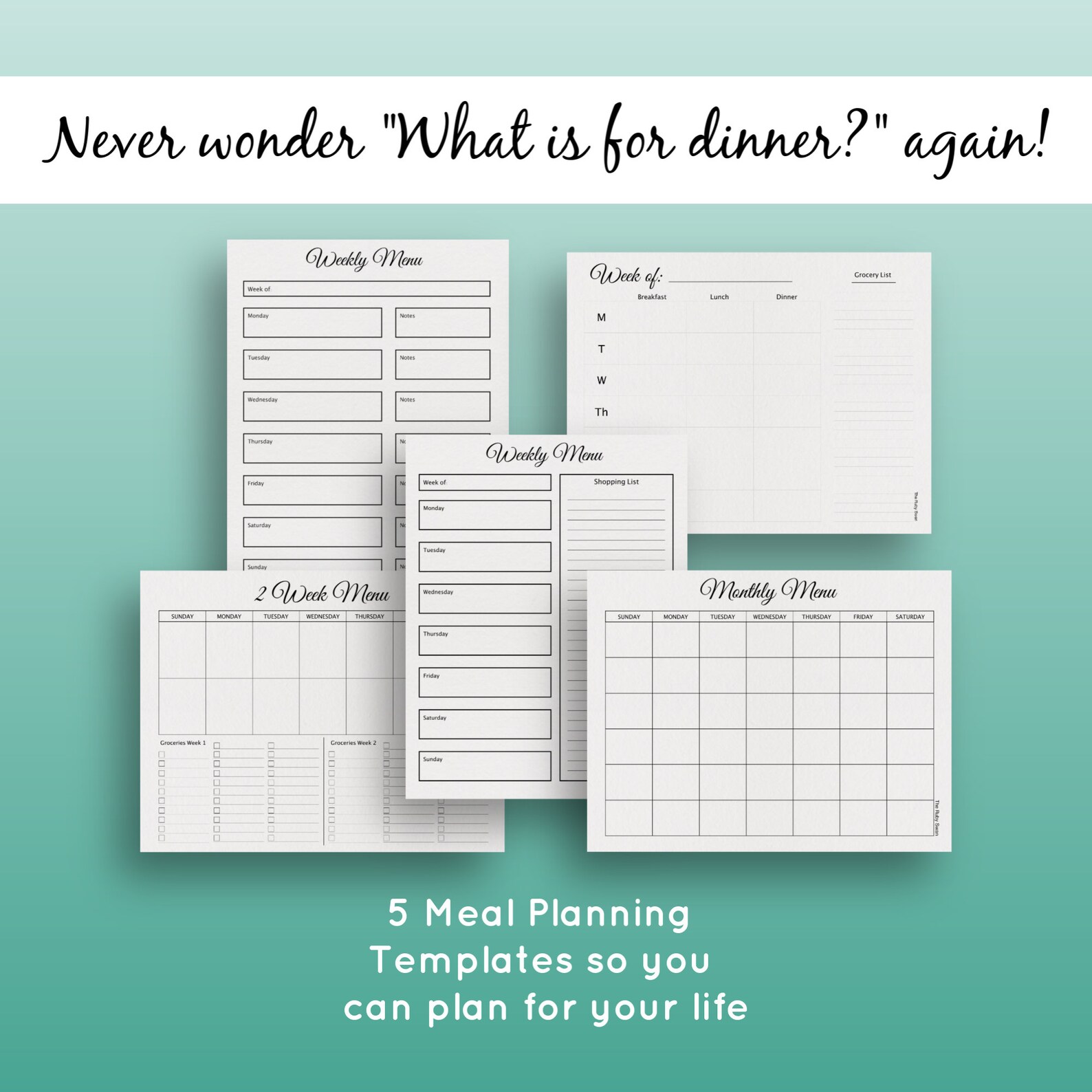 Meal Planner Printable Family Meal Plan Printable Meal - Etsy