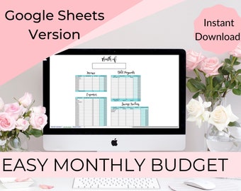 Monthly Budget Google Sheets - Simple Budget Template - Monthly Budget Spreadsheet - Budget Template Google Sheets